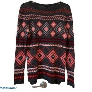 2/$24 TALBOTS Sweater Tribal Pink & Gray- EUC